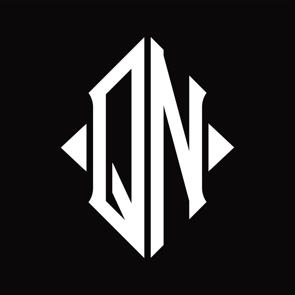QN Logo monogram with shield shape isolated design template vector