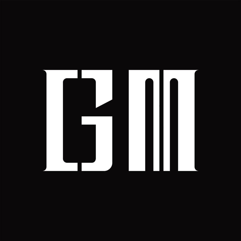 GM Logo monogram with middle slice design template vector