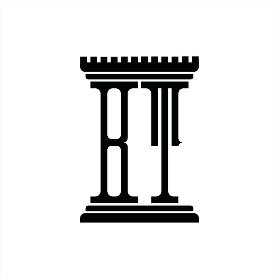BT Logo monogram with pillar shape design template vector