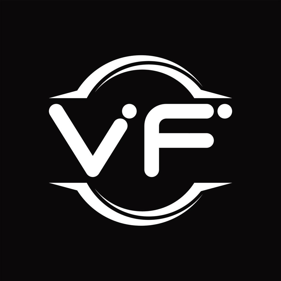 monograma del logotipo vf con plantilla de diseño de forma de corte redondeado circular vector