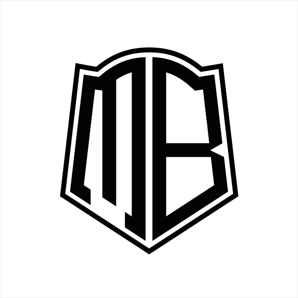 monograma de logotipo mb con plantilla de diseño de esquema de forma de escudo vector