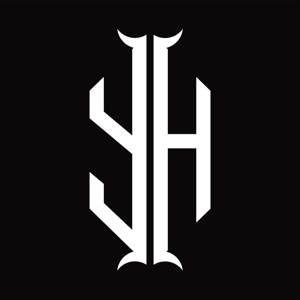 monograma del logotipo yh con plantilla de diseño de forma de cuerno vector