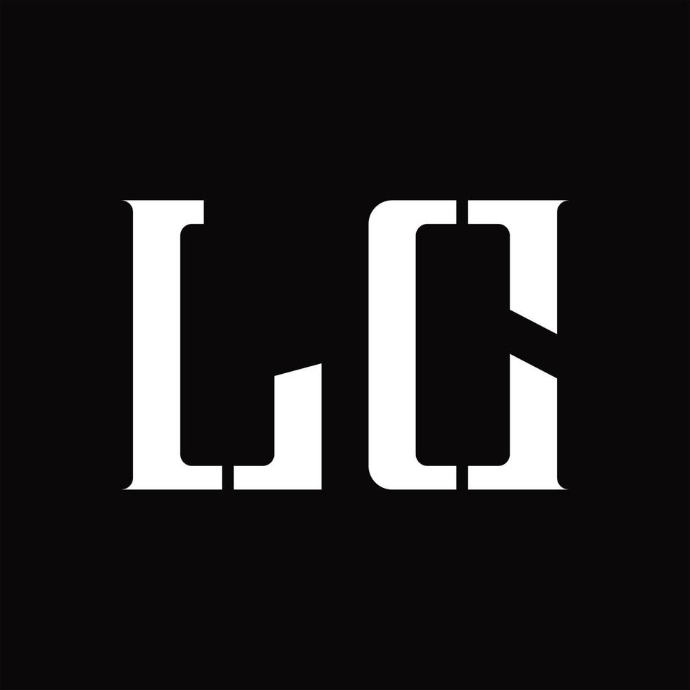 LC Logo monogram with middle slice design template vector
