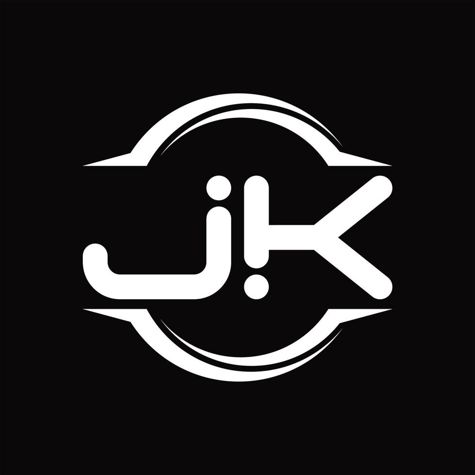 JK Logo monogram with circle rounded slice shape design template vector