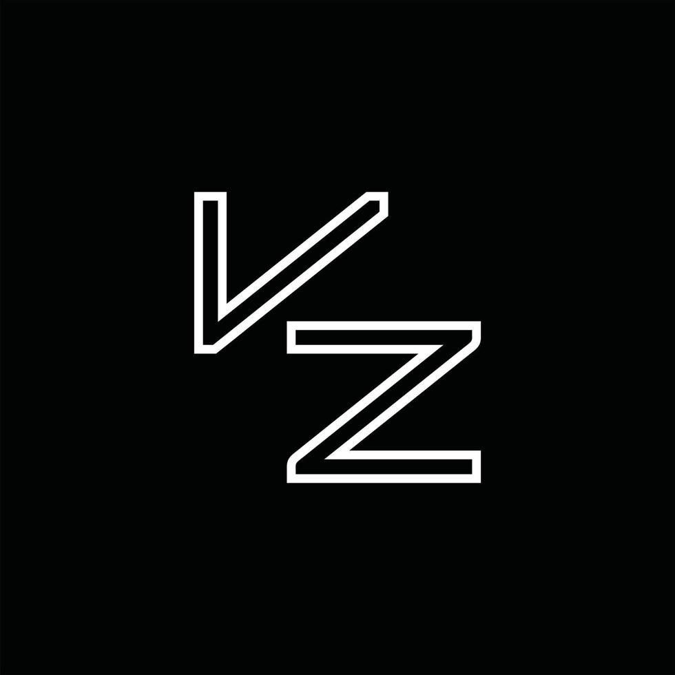 monograma de logotipo vz con plantilla de diseño de estilo de línea vector
