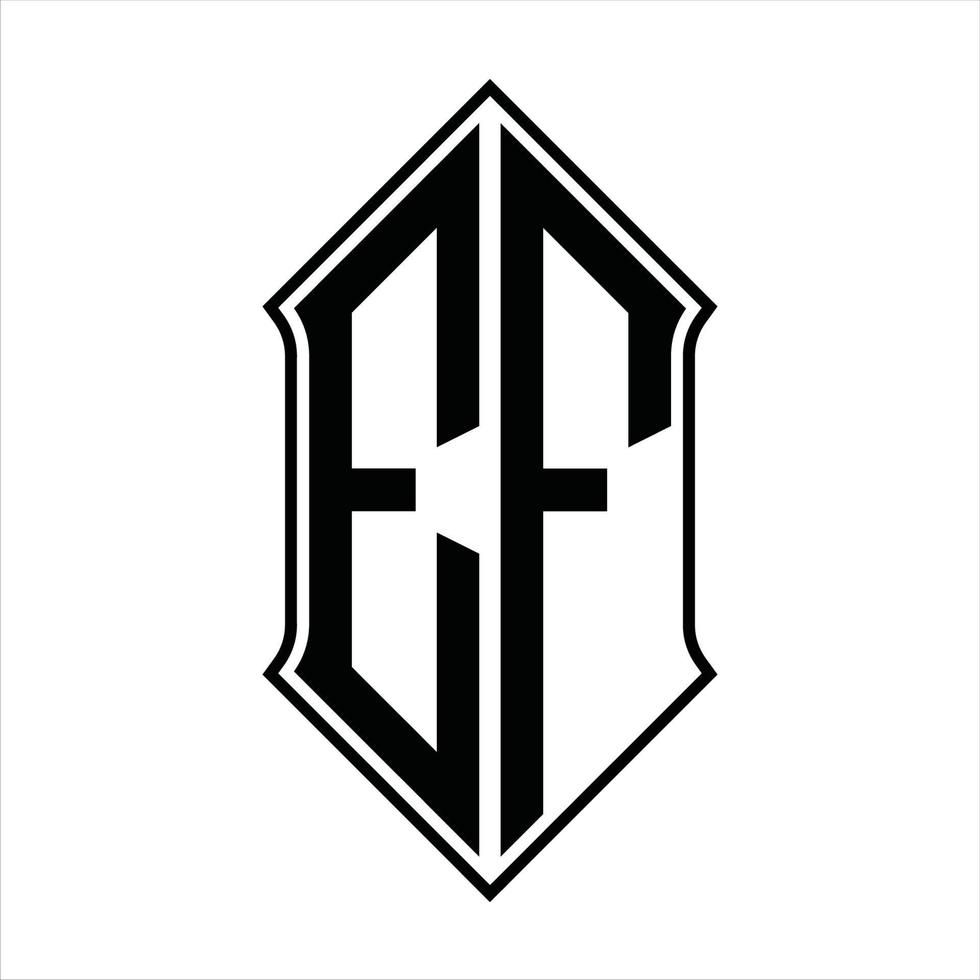 Monograma del logotipo ef con forma de escudo y plantilla de diseño de esquema icono vectorial abstracto vector