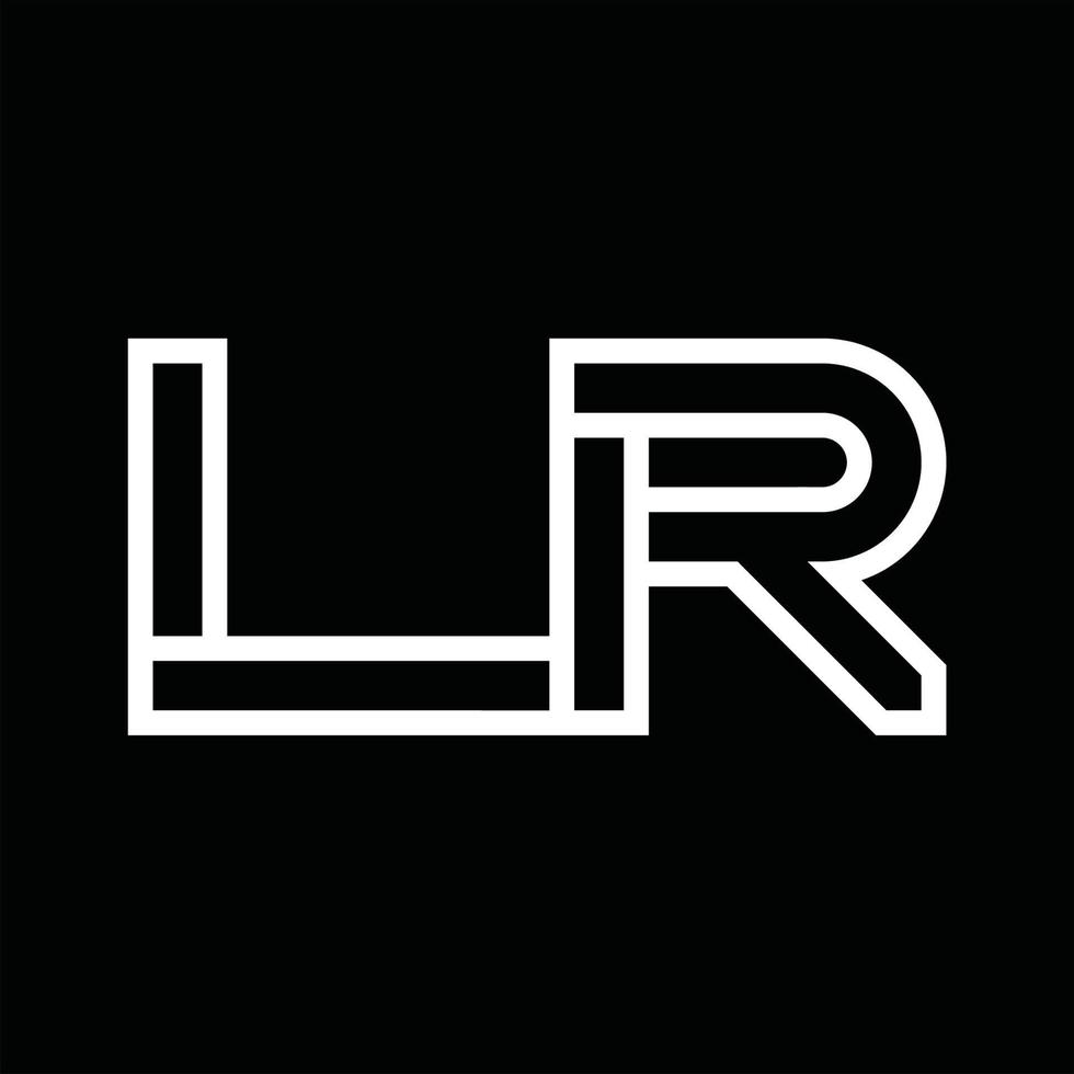 LR Logo monogram with line style negative space vector