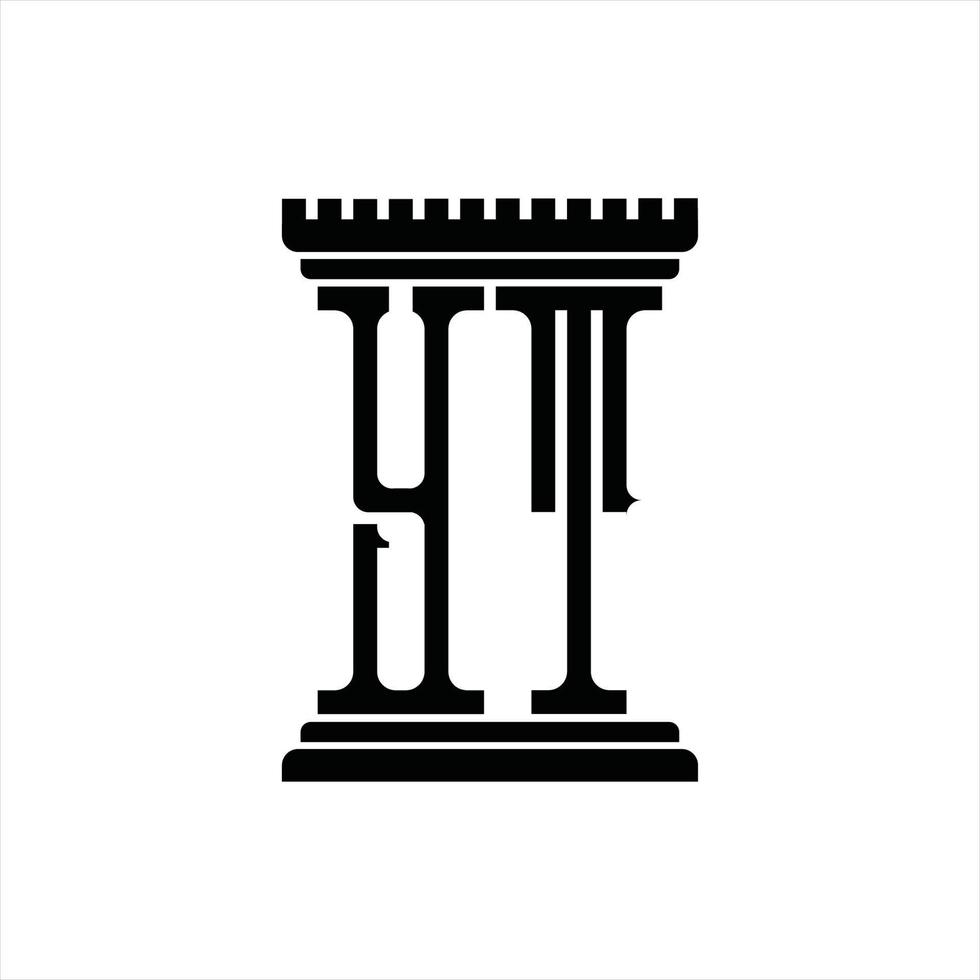 monograma del logotipo de yt con plantilla de diseño de forma de pilar vector