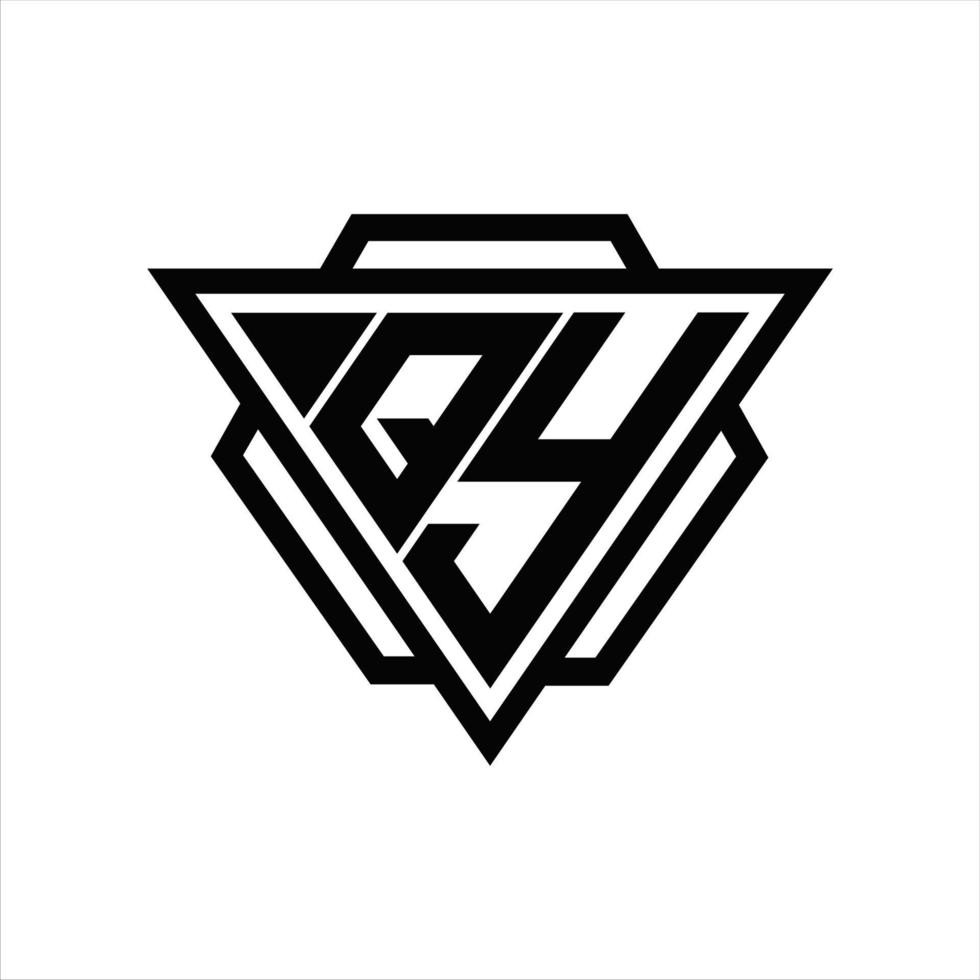 QY Logo monogram with triangle and hexagon template vector