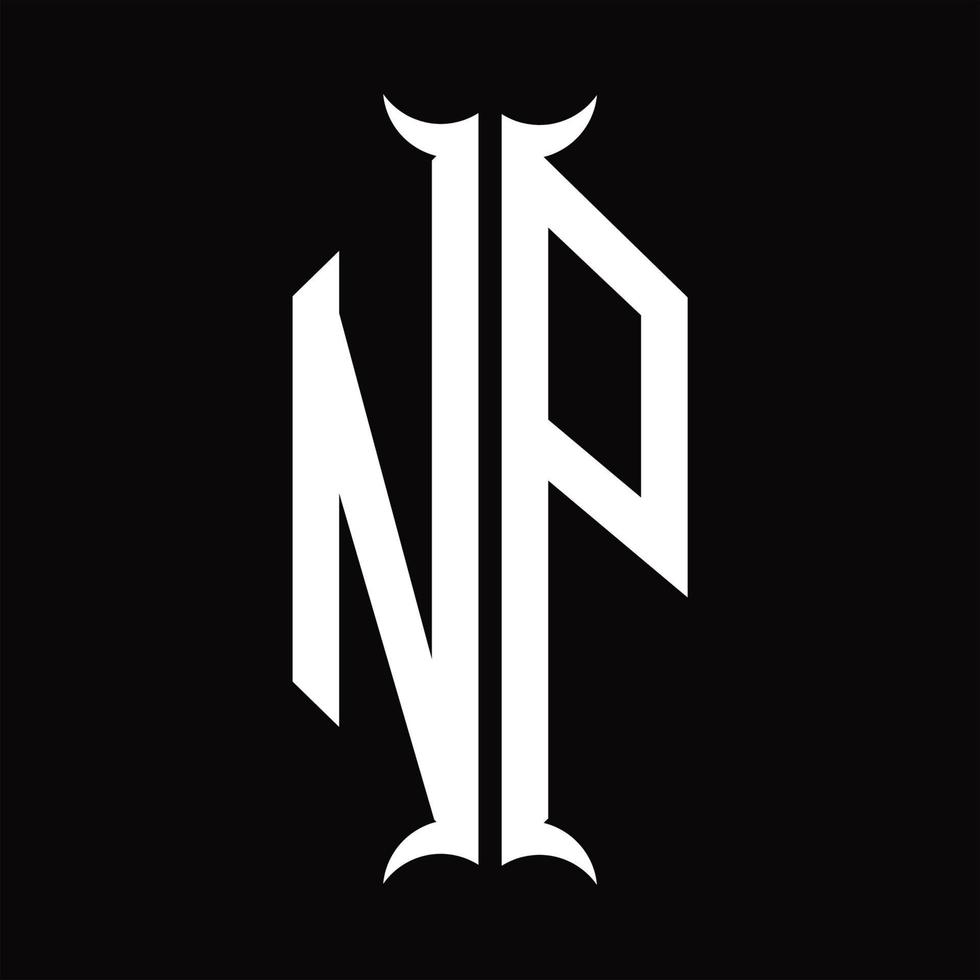 NP Logo monogram with horn shape design template vector