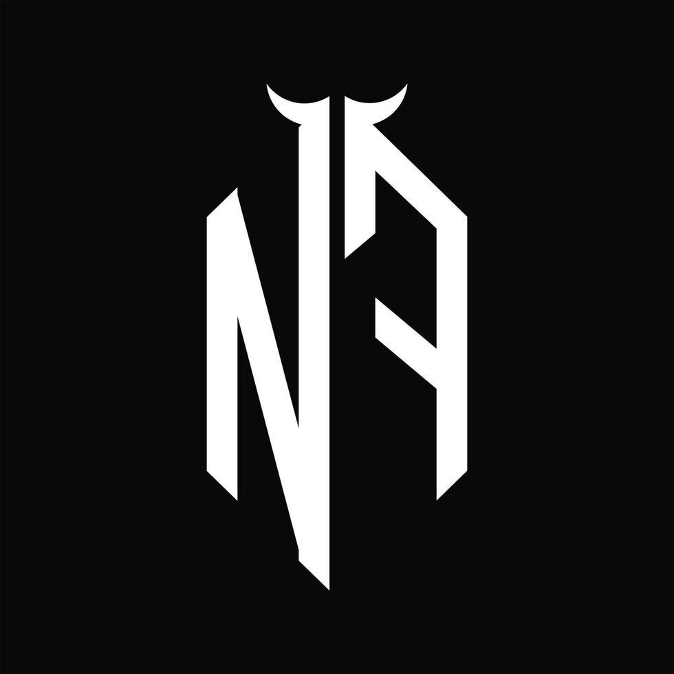 NF Logo monogram with horn shape isolated black and white design template vector