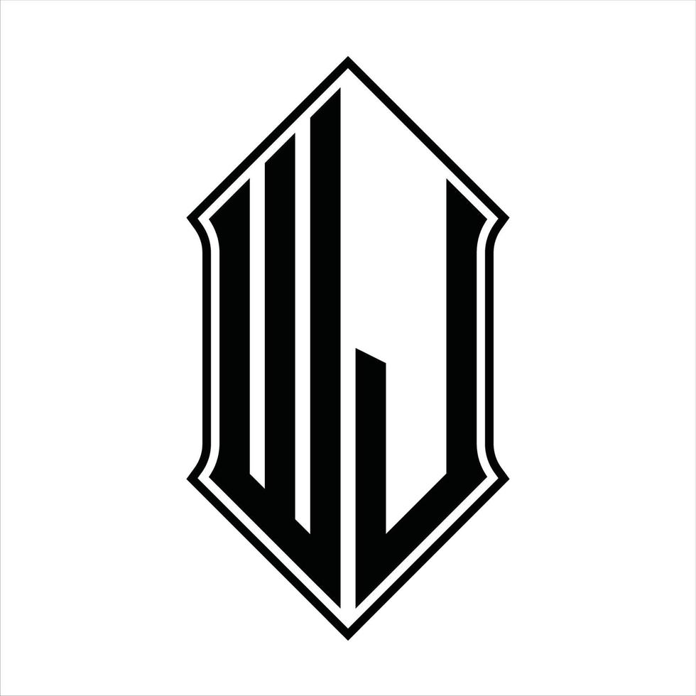 WJ Logo monogram with shieldshape and outline design template vector icon abstract