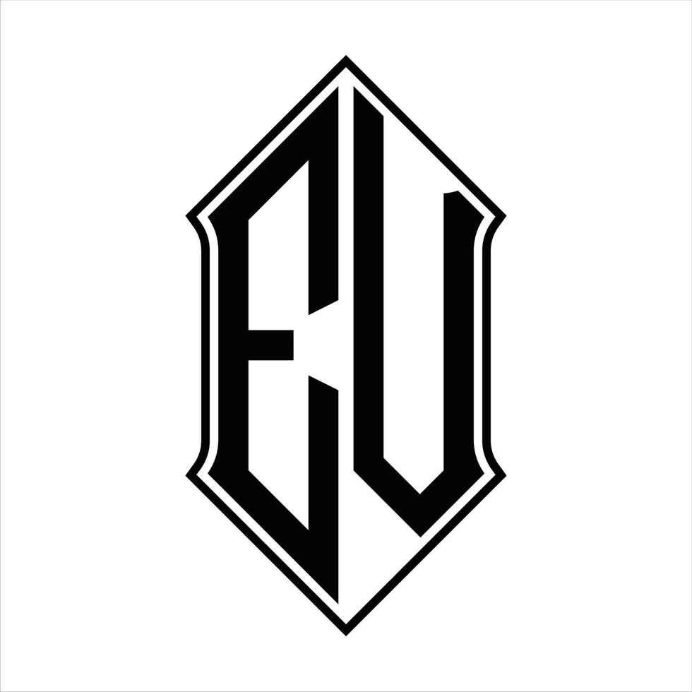 EV Logo monogram with shieldshape and outline design template vector icon abstract