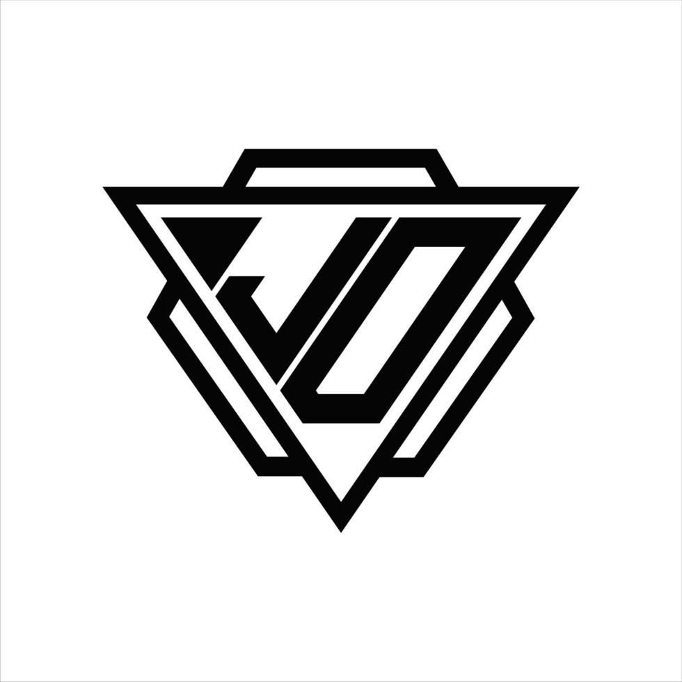 monograma del logotipo jd con plantilla de triángulo y hexágono vector