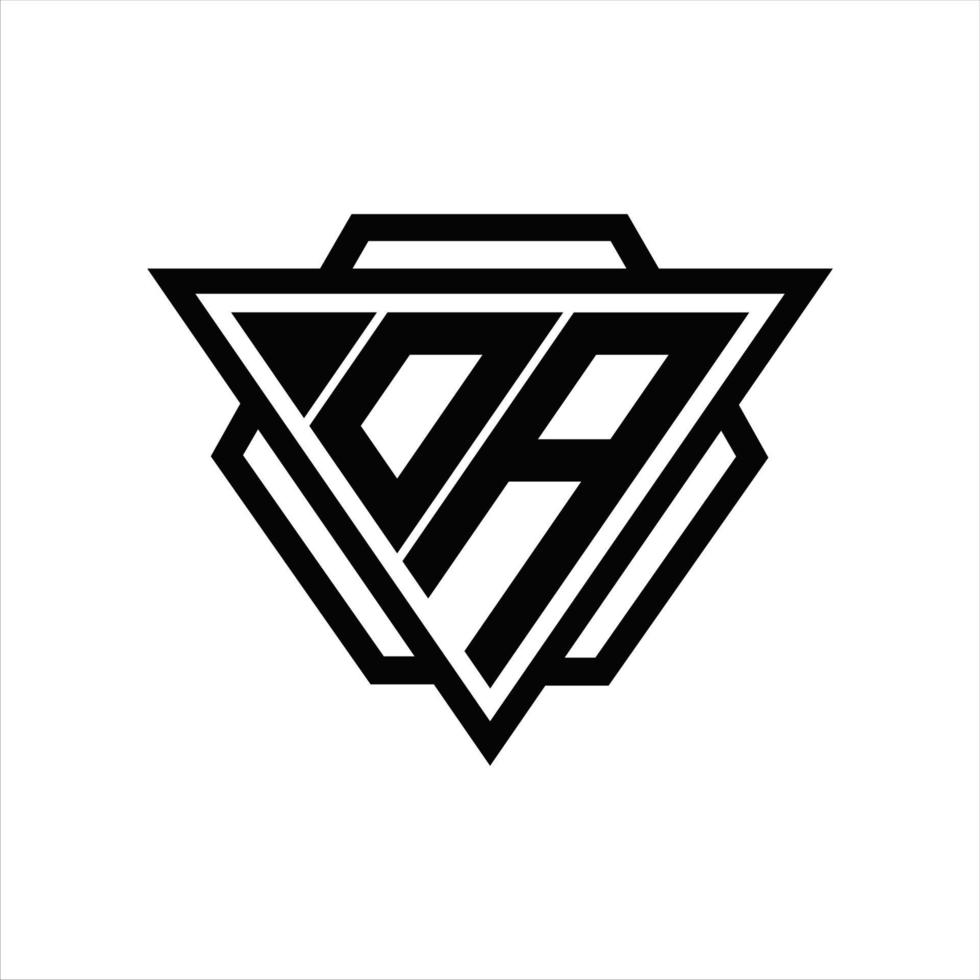 OA Logo monogram with triangle and hexagon template vector