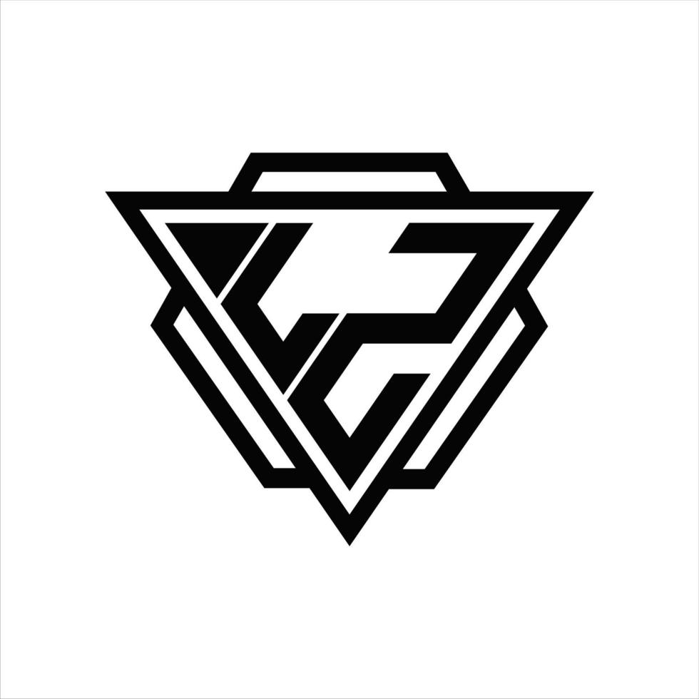 monograma del logotipo lz con plantilla de triángulo y hexágono vector