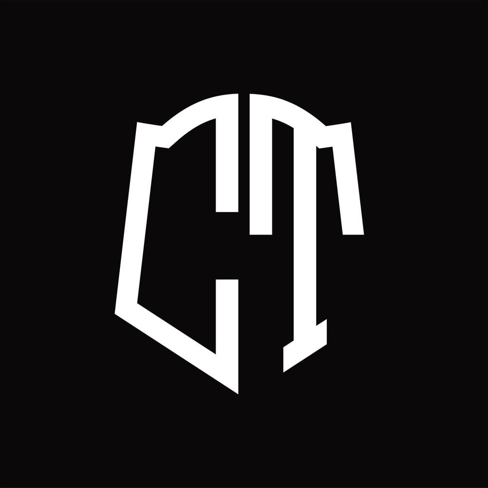 CT Logo monogram with shield shape ribbon design template vector