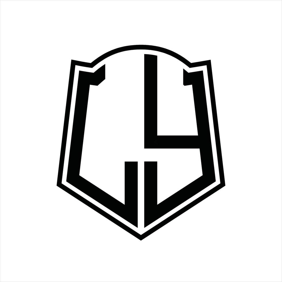 monograma de logotipo ly con plantilla de diseño de esquema de forma de escudo vector