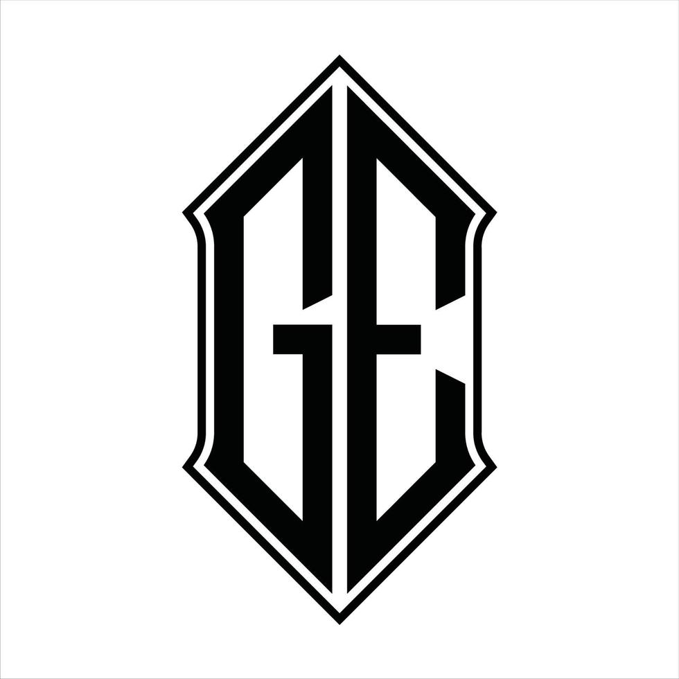 GE Logo monogram with shieldshape and outline design template vector icon abstract