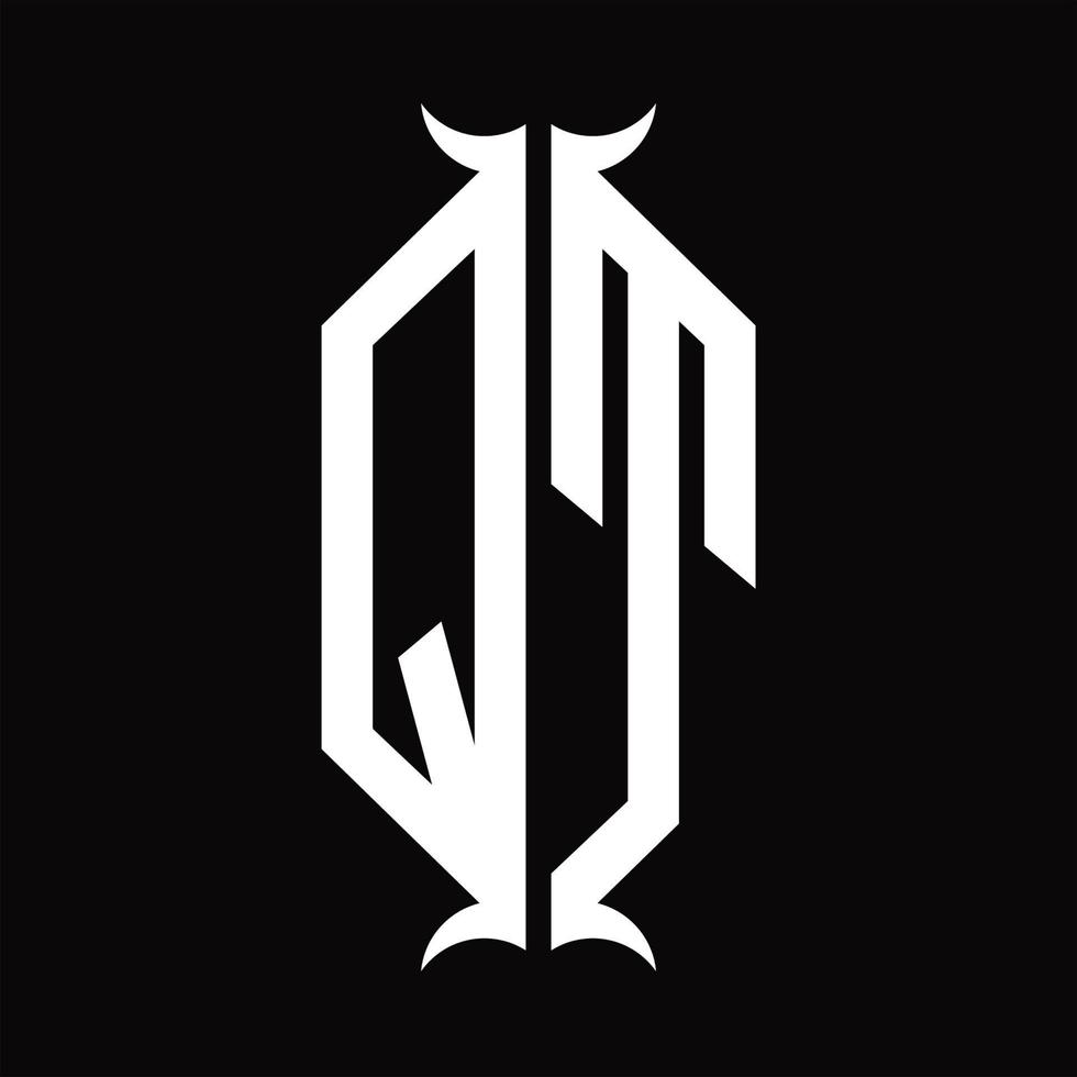 QT Logo monogram with horn shape design template vector