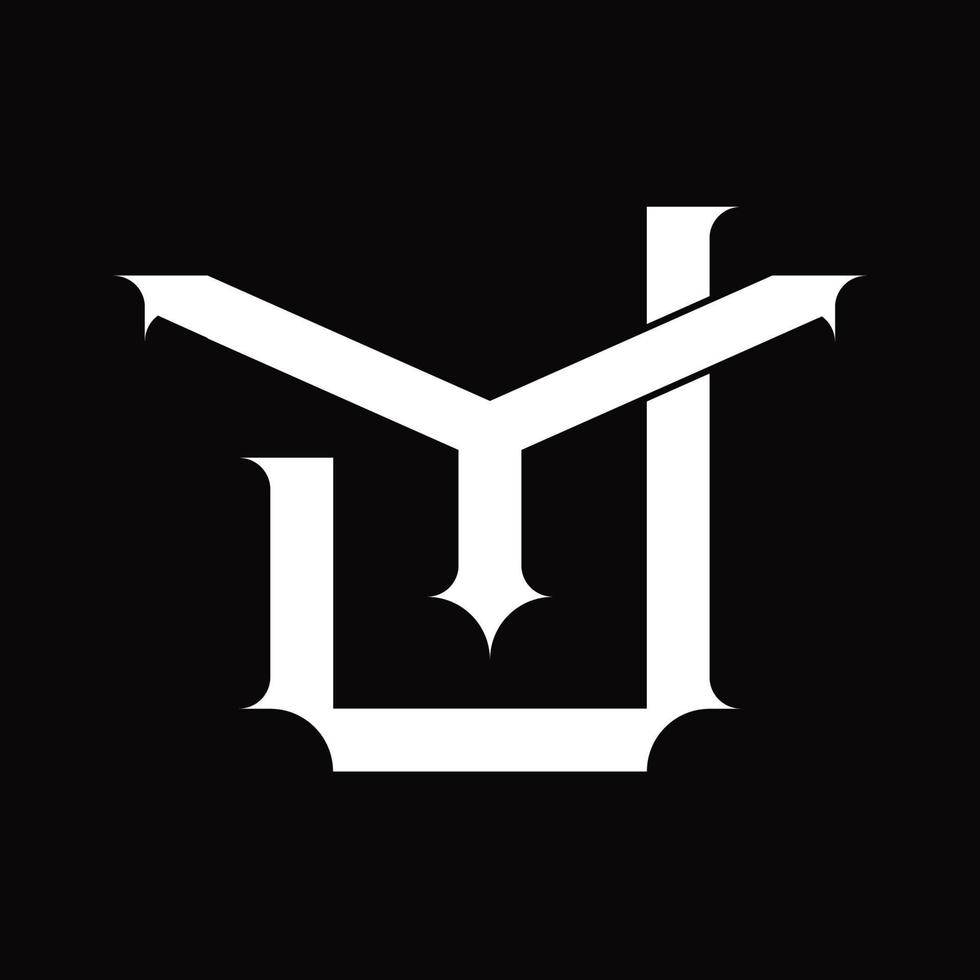 monograma del logotipo yj con plantilla de diseño de estilo enlazado superpuesto vintage vector