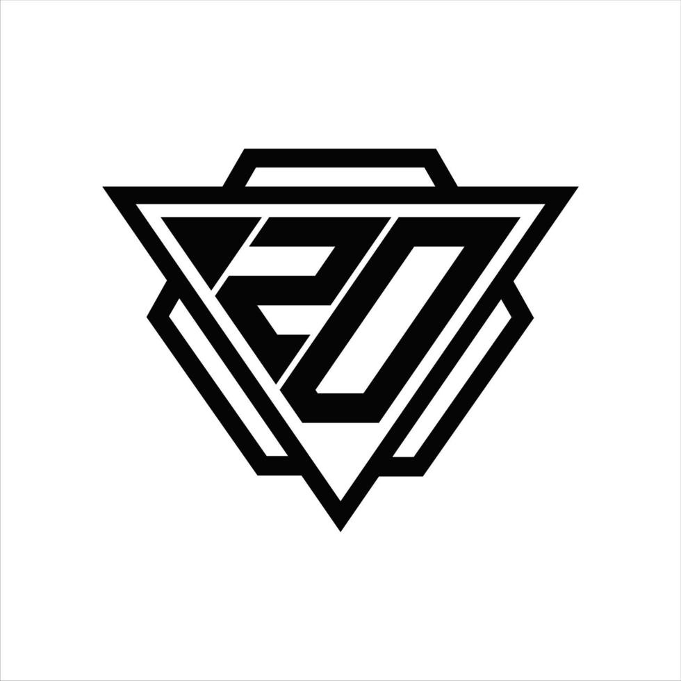 monograma del logotipo zd con plantilla de triángulo y hexágono vector