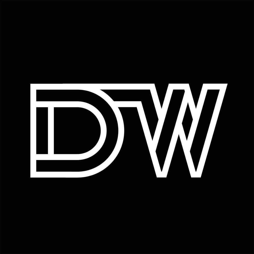 DW Logo monogram with line style negative space vector