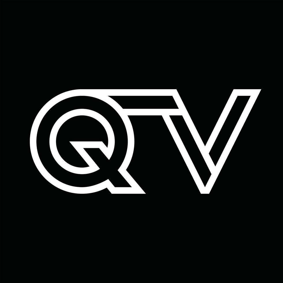 monograma del logotipo qv con espacio negativo de estilo de línea vector