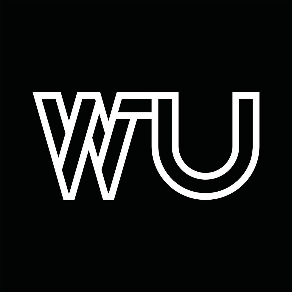 monograma del logotipo de wu con espacio negativo de estilo de línea vector