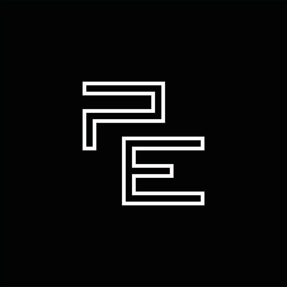 PE Logo monogram with line style design template vector