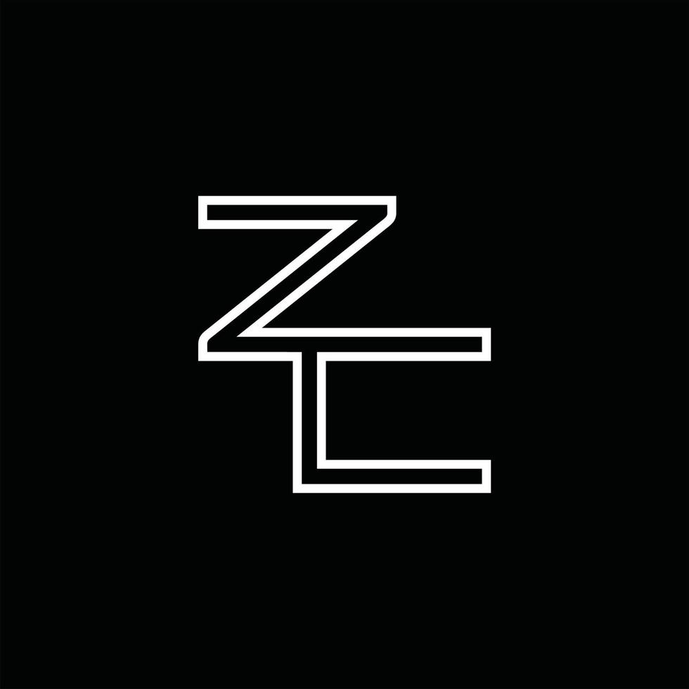 monograma de logotipo zc con plantilla de diseño de estilo de línea vector