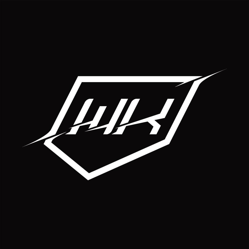letra del monograma del logotipo de wk con diseño de escudo y estilo de corte vector