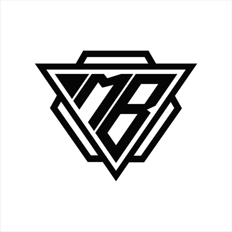 monograma del logotipo mb con plantilla de triángulo y hexágono vector