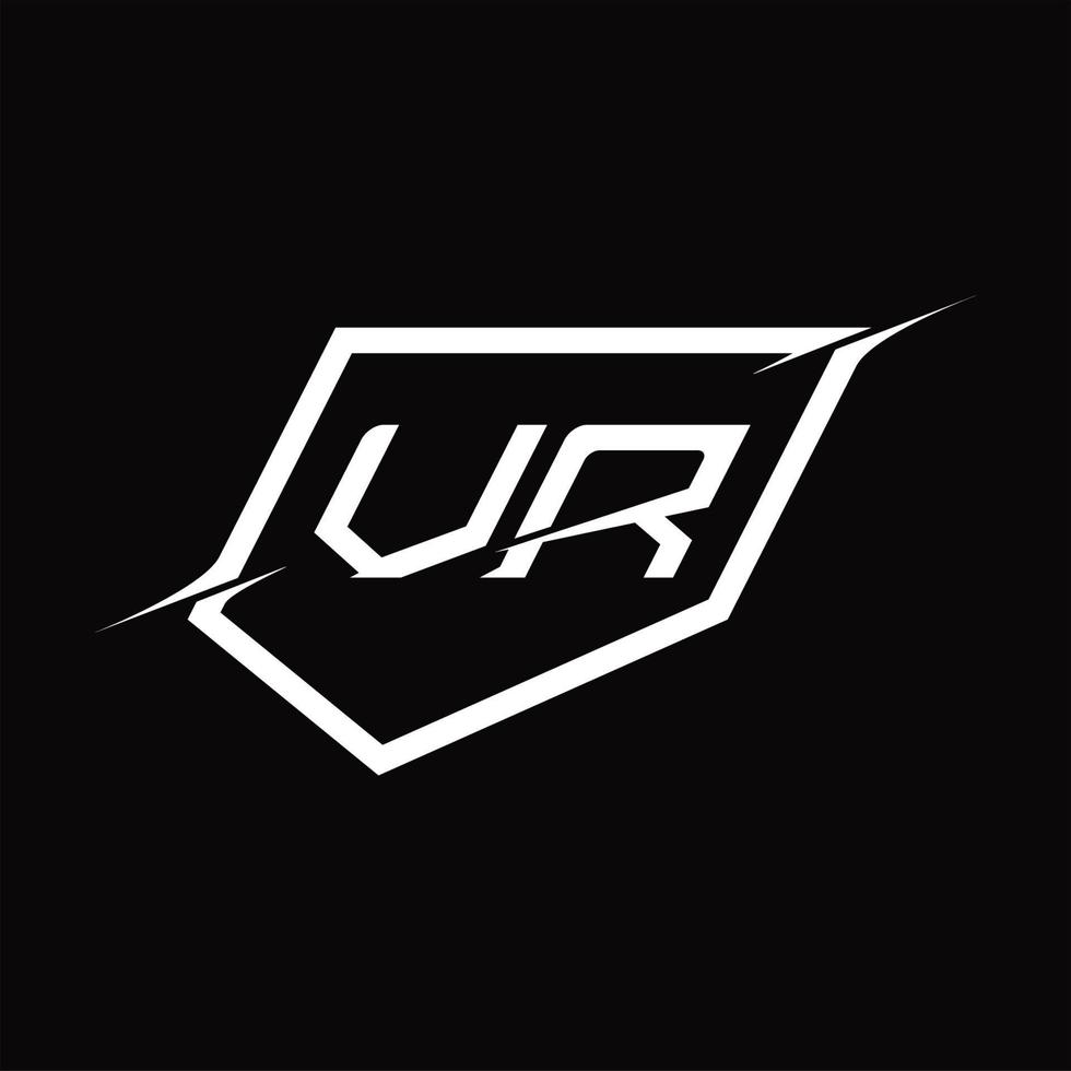 VR Logo monogram letter with shield and slice style design vector
