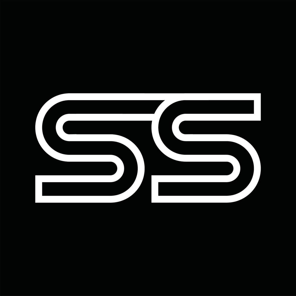monograma del logotipo ss con espacio negativo de estilo de línea vector