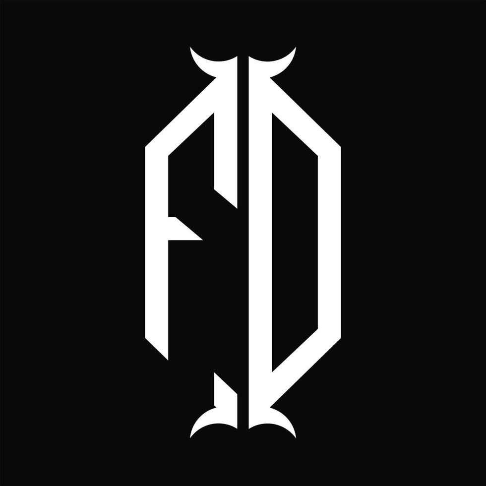monograma del logotipo fd con plantilla de diseño de forma de cuerno vector
