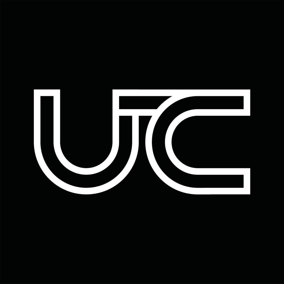 monograma del logotipo de uc con espacio negativo de estilo de línea vector