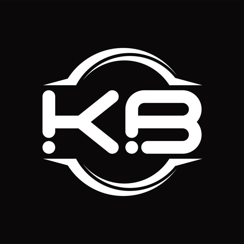 KB Logo monogram with circle rounded slice shape design template vector