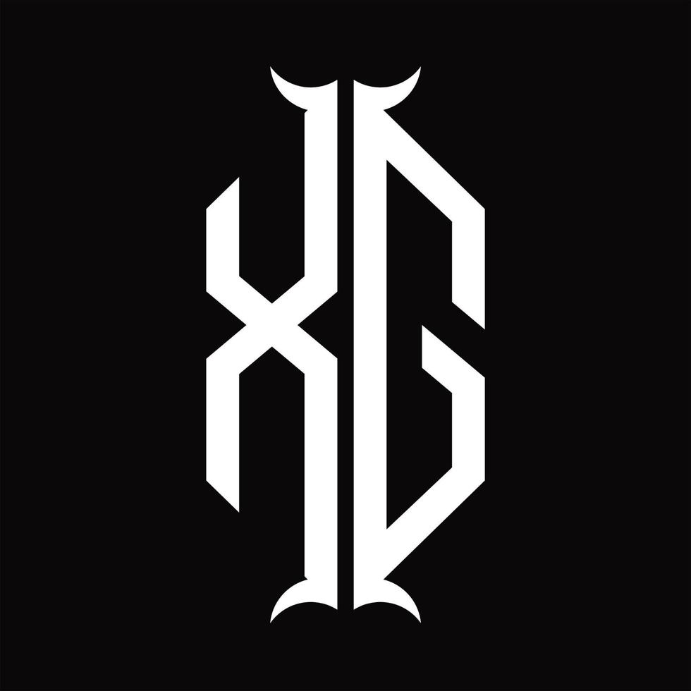 monograma del logotipo xg con plantilla de diseño de forma de cuerno vector