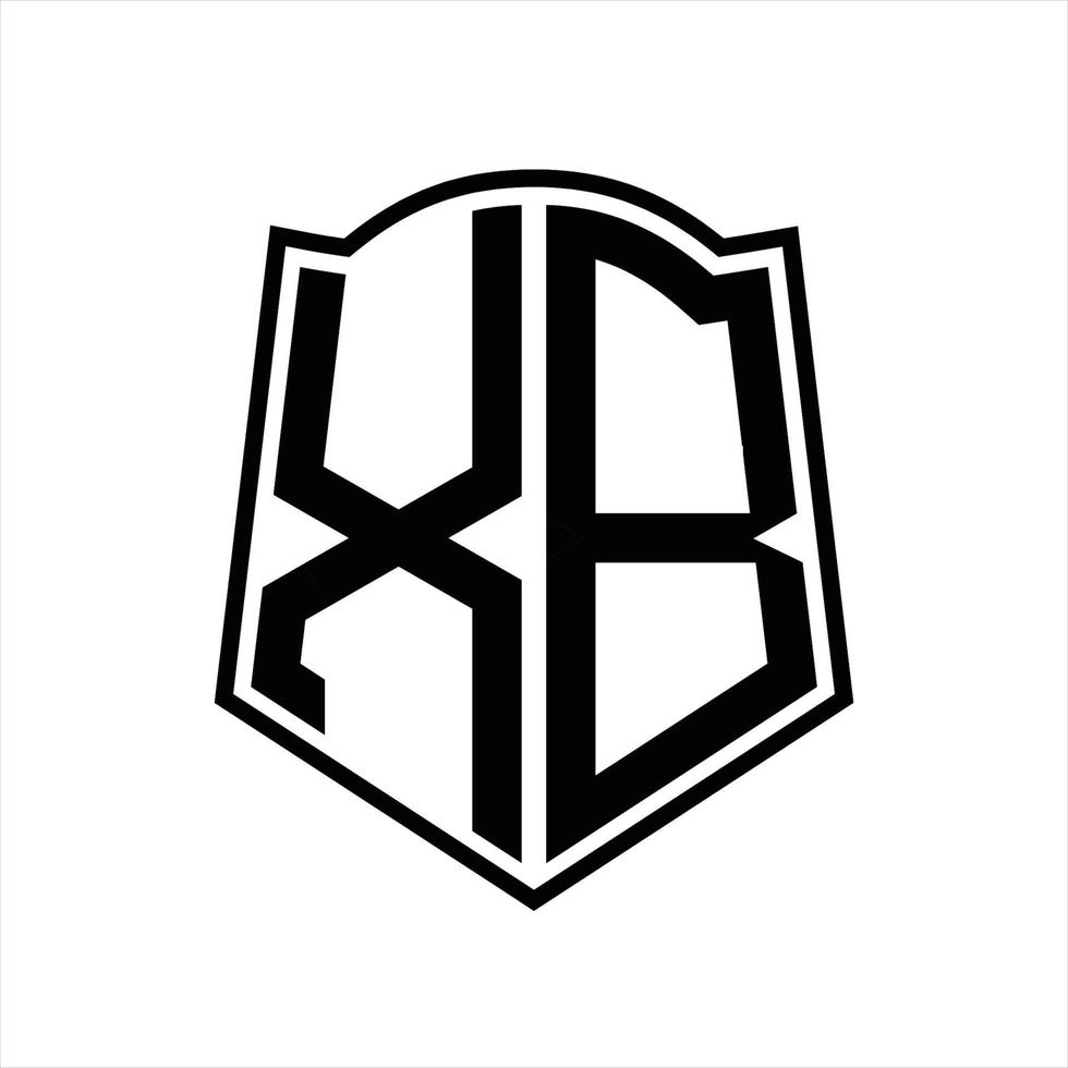 XB Logo monogram with shield shape outline design template vector