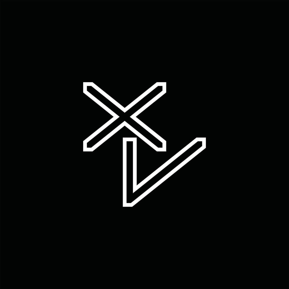 XV Logo monogram with line style design template vector