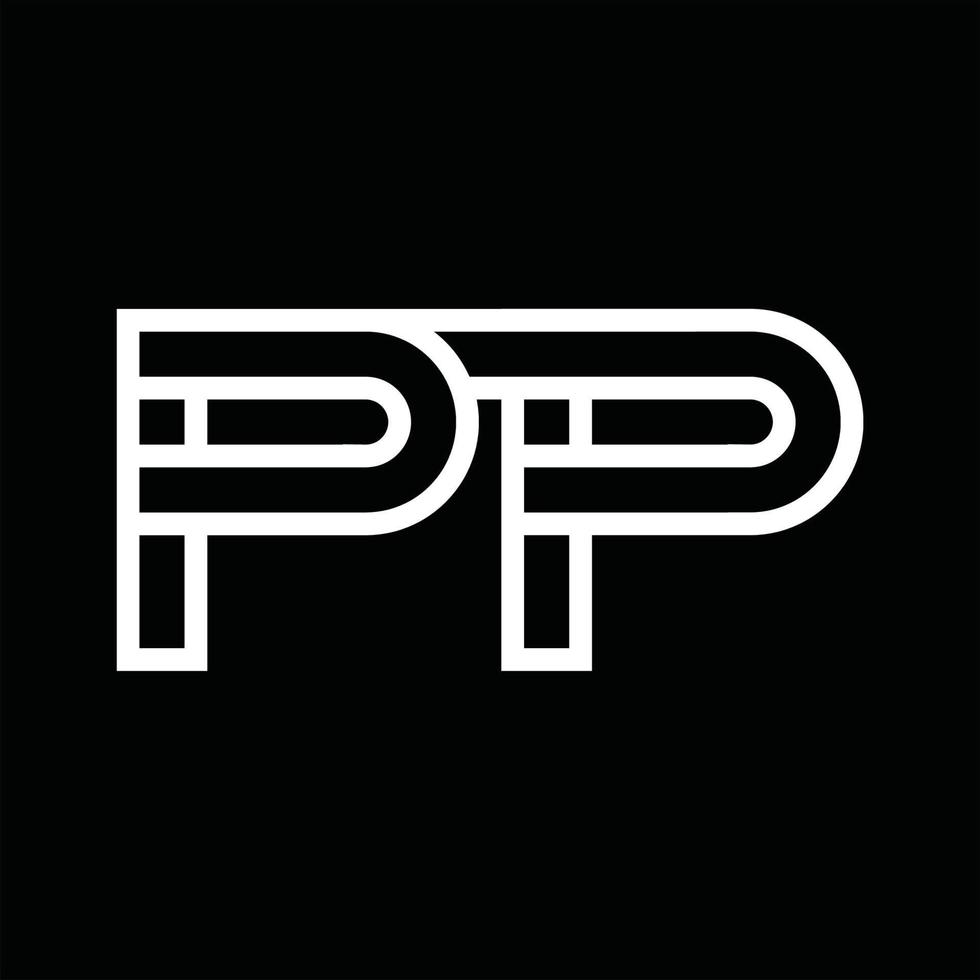 monograma del logotipo de pp con espacio negativo de estilo de línea vector
