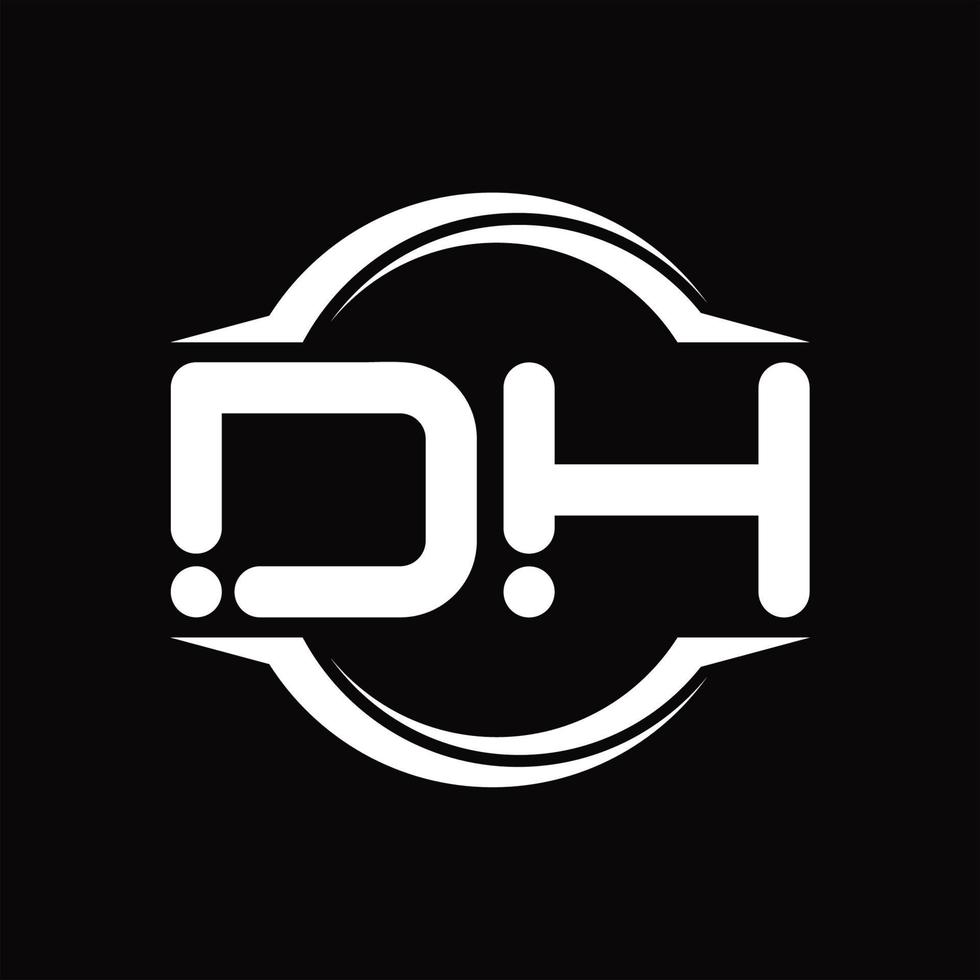 DH Logo monogram with circle rounded slice shape design template vector