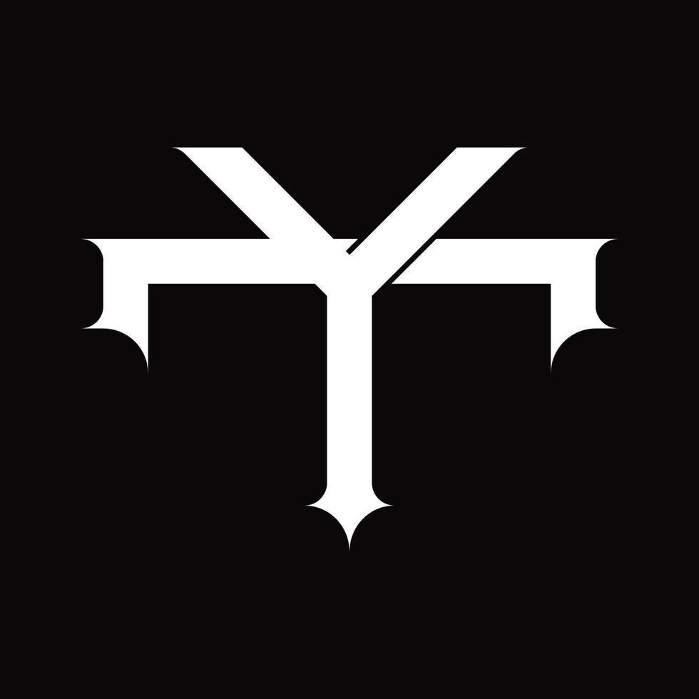 monograma del logotipo ty con plantilla de diseño de estilo vinculado superpuesto vintage vector