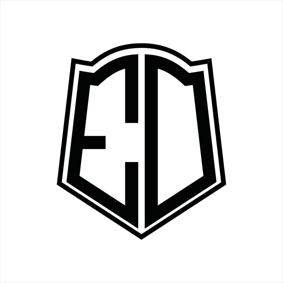 Logo monogram with shield shape outline design template vector