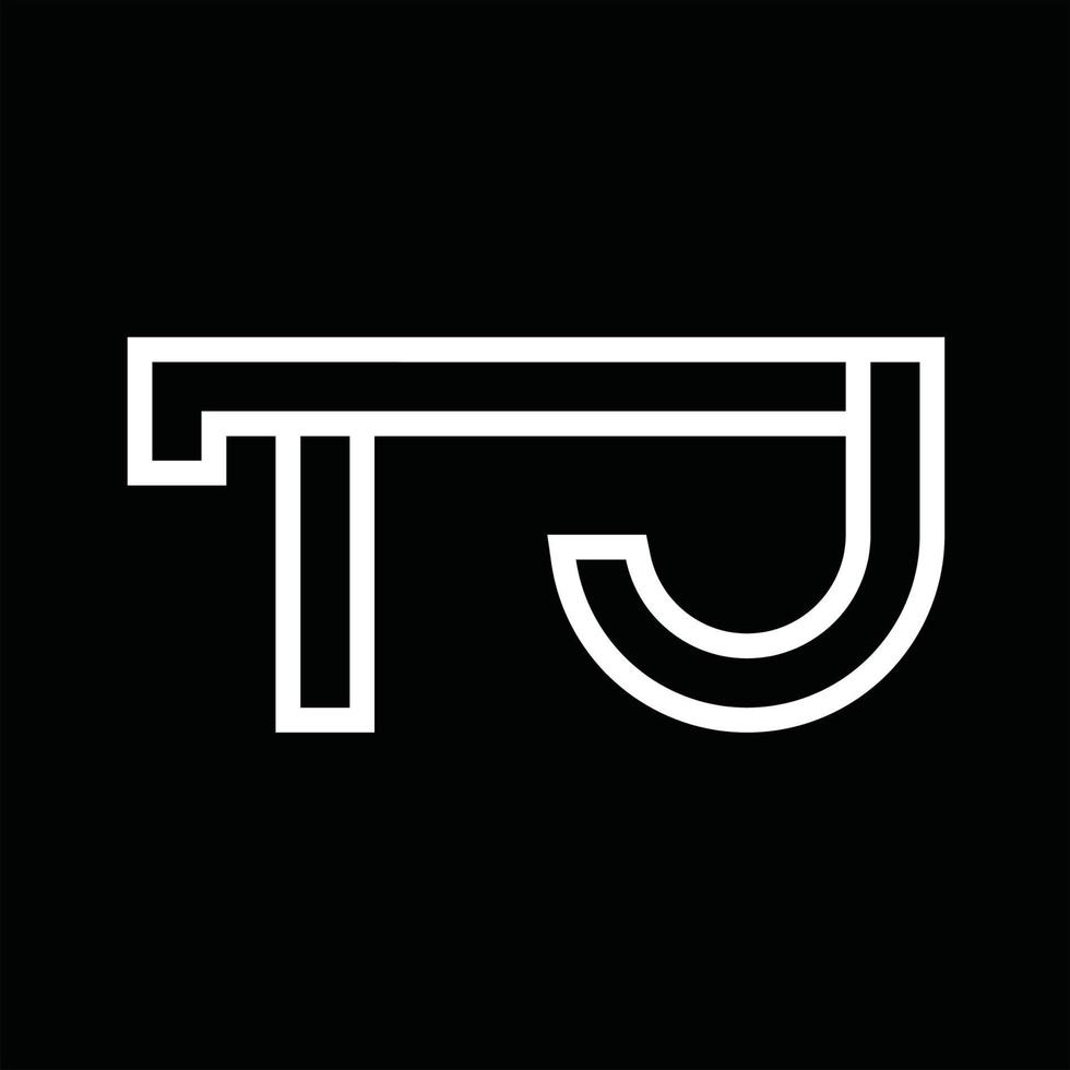 monograma del logotipo de tj con espacio negativo de estilo de línea vector