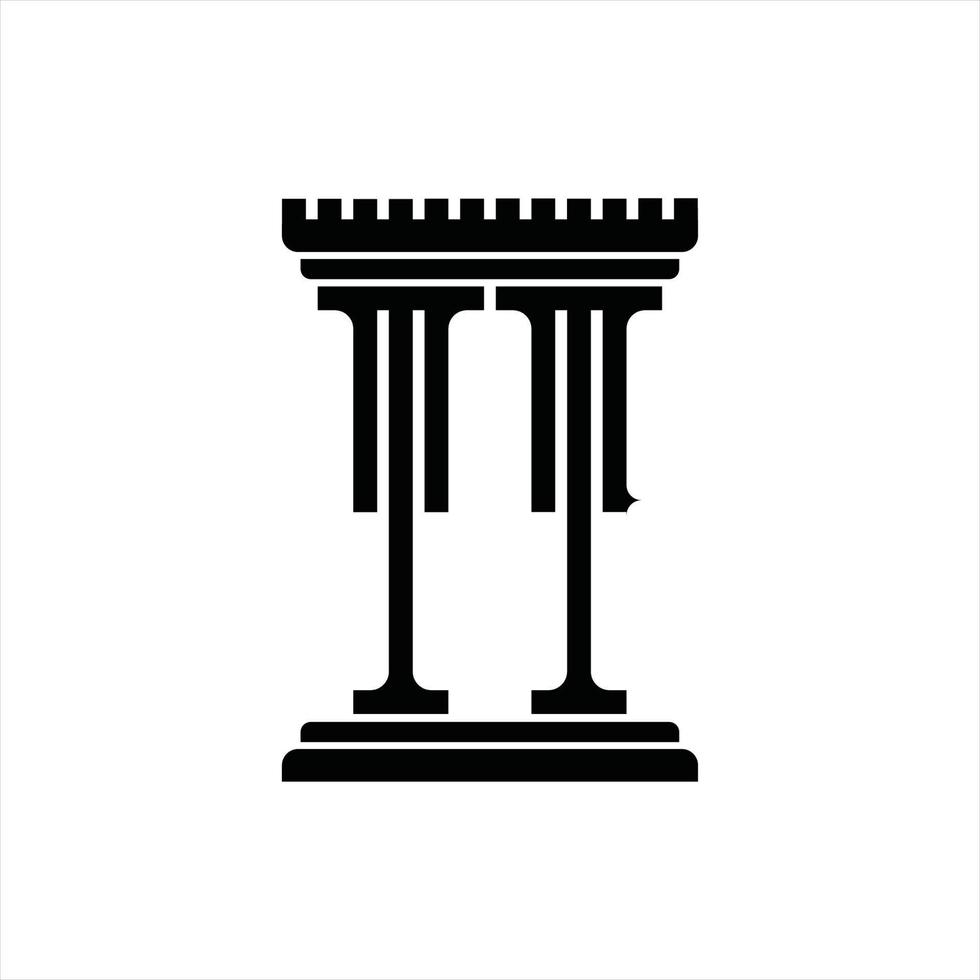 TT Logo monogram with pillar shape design template vector