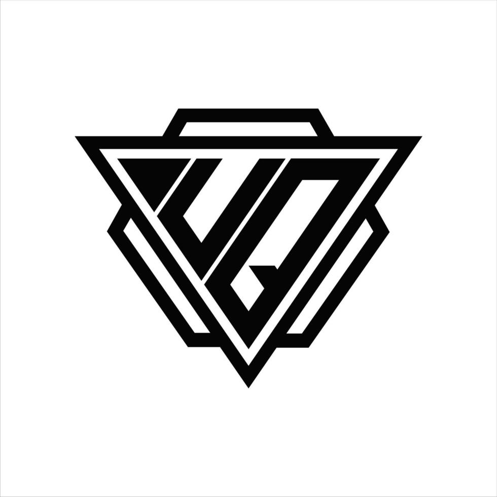 monograma del logotipo uq con plantilla de triángulo y hexágono vector