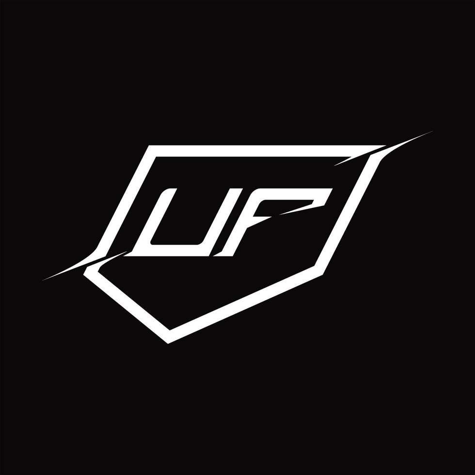 UF Logo monogram letter with shield and slice style design vector