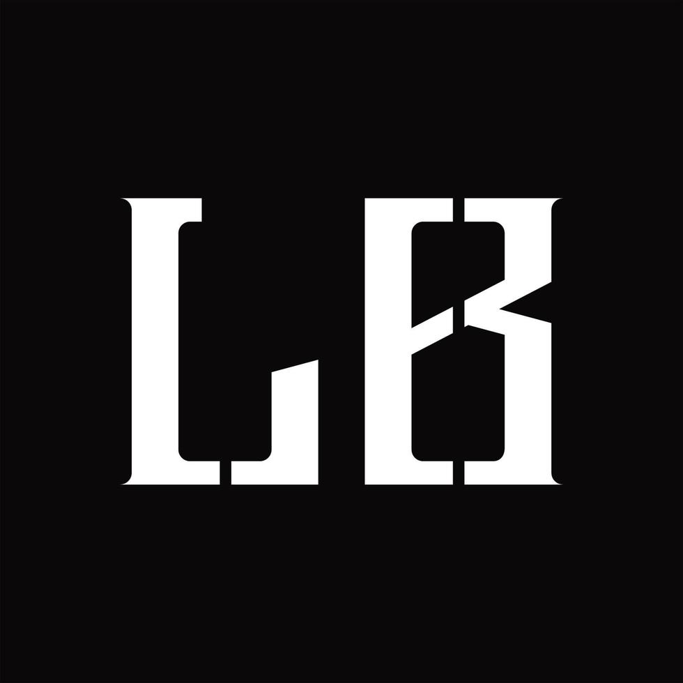 LB Logo monogram with middle slice design template vector
